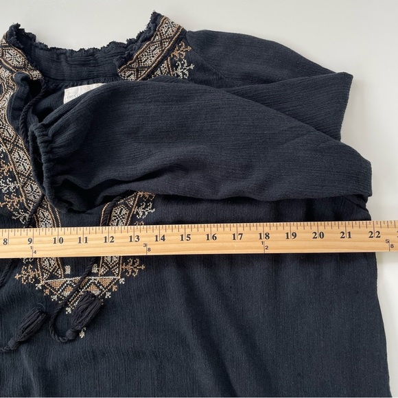 Denim & Supply Ralph Lauren Women's Black Gauzy Embroidered Boho Top SMALL - Picture 8 of 9